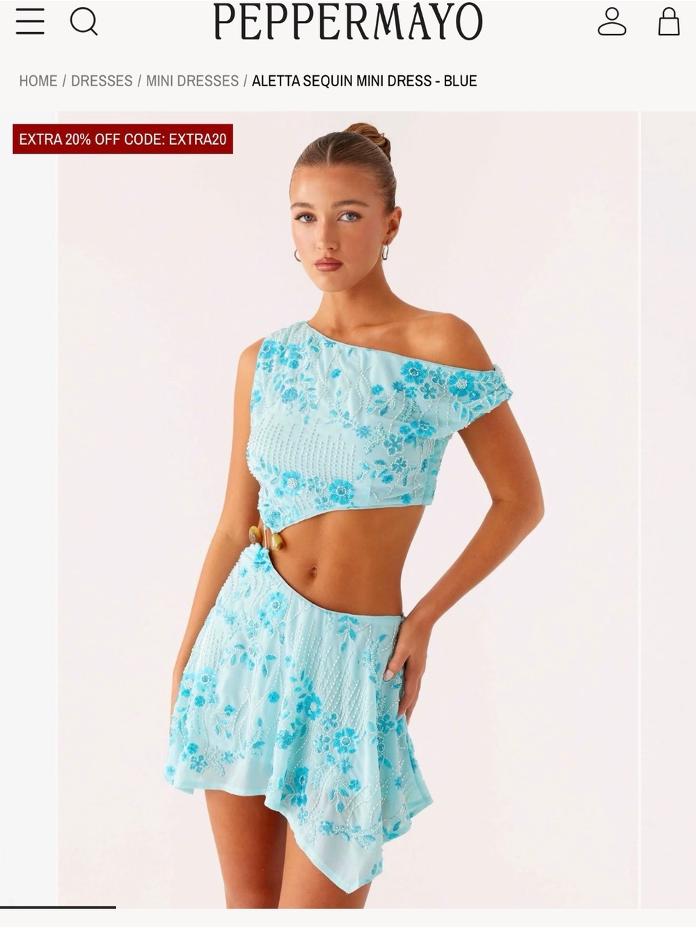 Peppermayo Blue Sequin Mini Dress